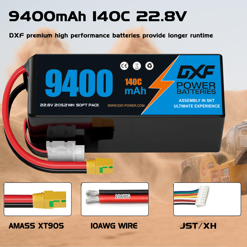 (CN)DXF 6S Lipo Battery 22.8V 100C 9400mAh Soft Case Battery  for Drone UAV FPV Car Truck Tank RC Buggy Truggy Racing Hobby