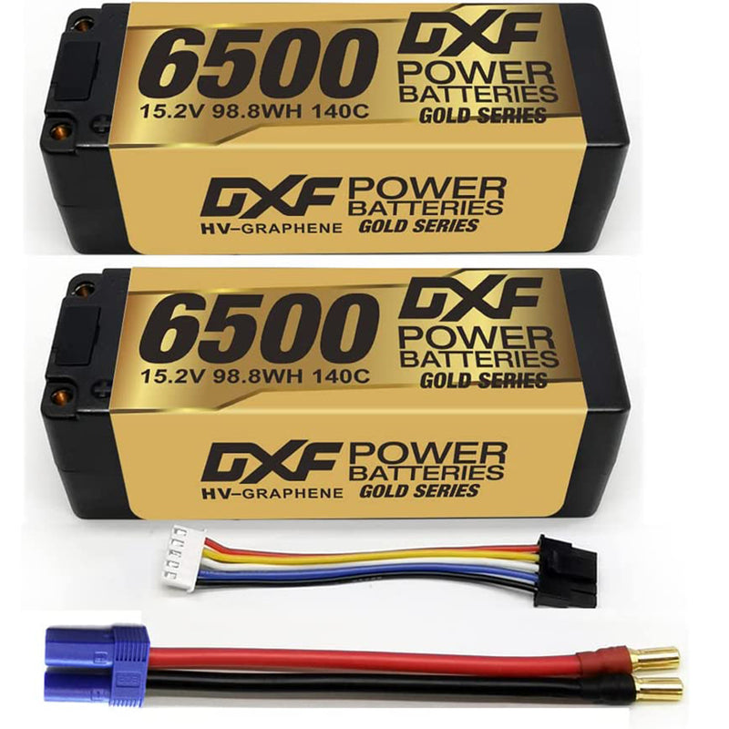 (CA)DXF Lipo Battery 4S 15.2V 6500MAH 140C GoldSeries  LCG 5MM Graphene lipo Hardcase with  EC5 Plug for Rc 1/8 1/10 Buggy Truck Car Off-Road Drone
