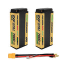 DXF LiPo Battery 2S2P HV 7.6V 7000mAh 150C Graphene NGP Plus Gold Version with 5mm Bullet / EC5 / T / TRX / XT60 / XT90 / XT150 / Q8s Plug for RC 1/10 1/8 1/5 Scale Car Racing