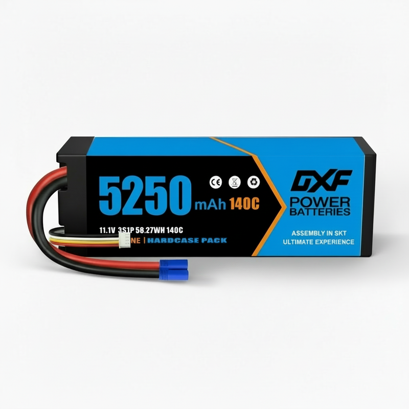 DXF 3S LiPo Battery 5250mAh 11.1V 140C Hardcase with EC5 Plug for 1:8 RC Car, Multirotor, Airplane, Helicopter & Boat