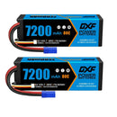 DXF BLUE Series 3S 11.1V 7200mAh 80C Hardcase LiPo Battery with EC5 Plug for 1/8 1/10 RC Car Truck (1-6 Pack)