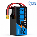 DXF SEMI-SOLID 12S 44.4V 60000mAh 10C Soft Case LiPo Battery with 8AWG Wire for Toy Cars, Boats, UAVs & Drones (1-6 Pack)