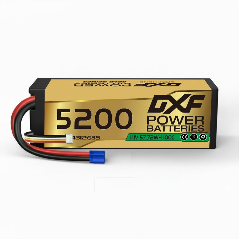 DXF Lipo Battery 3S 11.1V 5200MAH 100C Blue Series Graphene lipo Hardcase with EC5 Plug for Rc 1/8 1/10 Buggy Truck Car Off-Road Drone