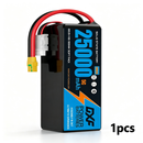 DXF 6S 22.2V 25000mAh 10C Soft Case LiPo Battery with 8AWG Wire for Toy Cars, Boats, UAVs & Drones (1-6 Pack)