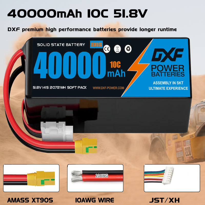 (CN)DXF 14S Lipo Battery 51.8V 10C 40000mAh Soft Case Battery  for Drone UAV FPV Car Truck Tank RC Semi solidstate Battery Racing Hobby