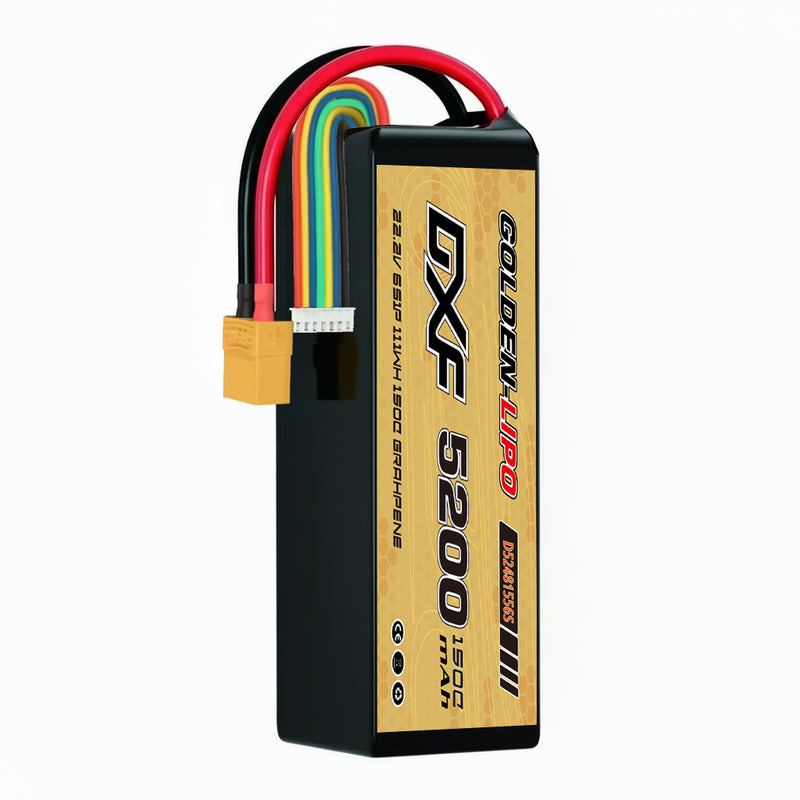 DXF 6S Lipo Battery 22.2V 5200mAh 150C XT90 - Premium Soft Case RC Battery for Car Truck Buggy Truggy (1-6 Pack)