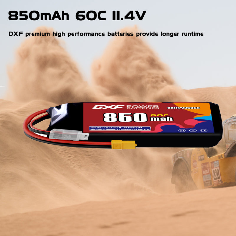 DXF 850mAh 3S 60C 11.4V Lipo Battery Pack for FPV LiPo Battery