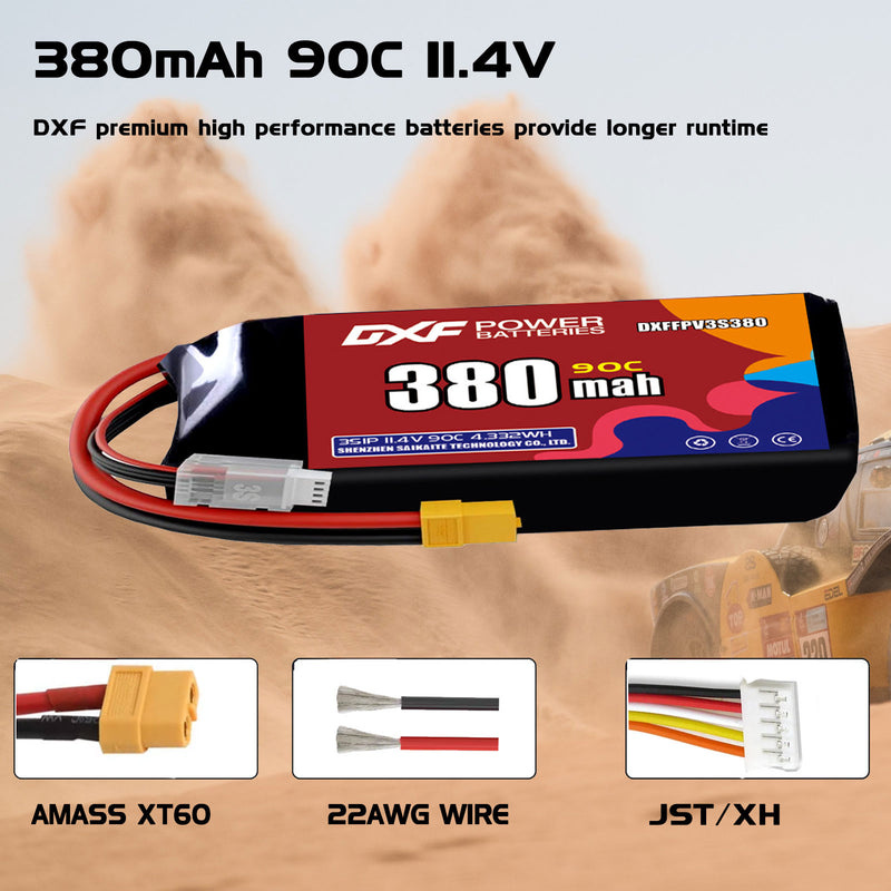 DXF 380mAh 3S 90C 11.4V Lipo Battery Pack for FPV LiPo Battery