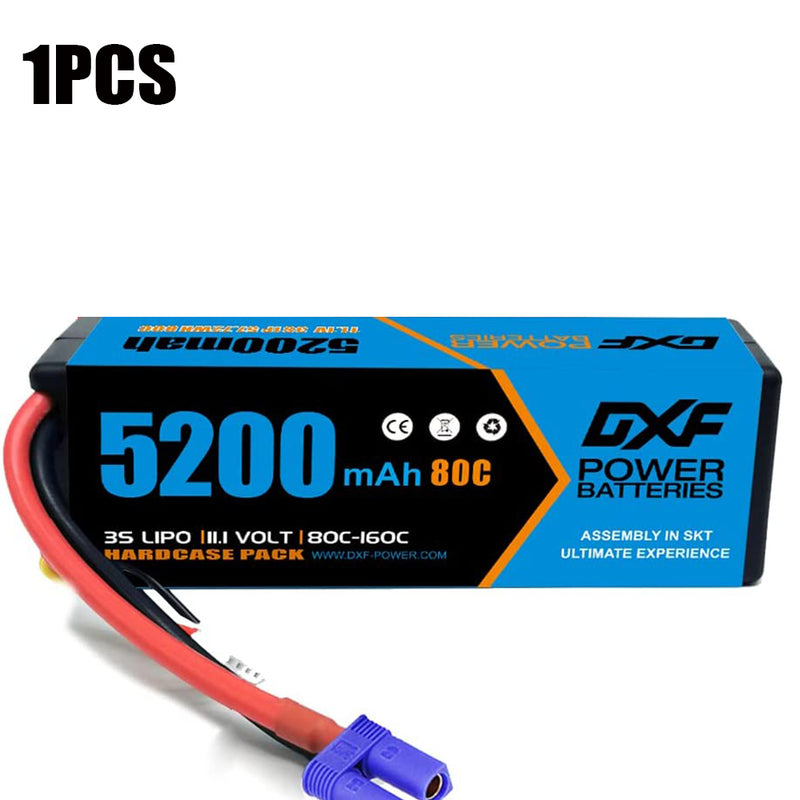 (UK)DXF Lipo Battery 3S 11.1V 5200MAH 80C Blue Series lipo Hardcase with EC5 Plug for Rc 1/8 1/10 Buggy Truck Car Off-Road Drone