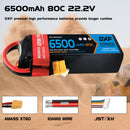 DXF Lipo Battery 6S 22.2V 6500mAh 80C Graphene Softcase with EC5 / T / TRX / XT60 / XT90 / XT150 / Q8s Plug for RC 1/8 1/10 Buggy Truck Car Off-Road Drone