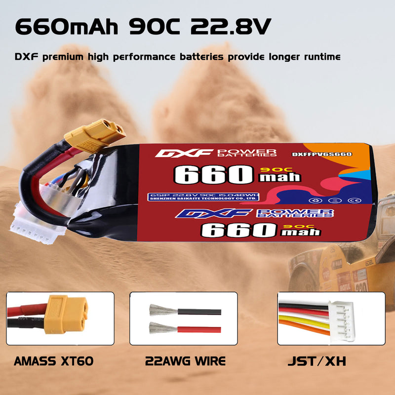 DXF 660mAh 6S 90C 22.8V Lipo Battery Pack for FPV LiPo Battery