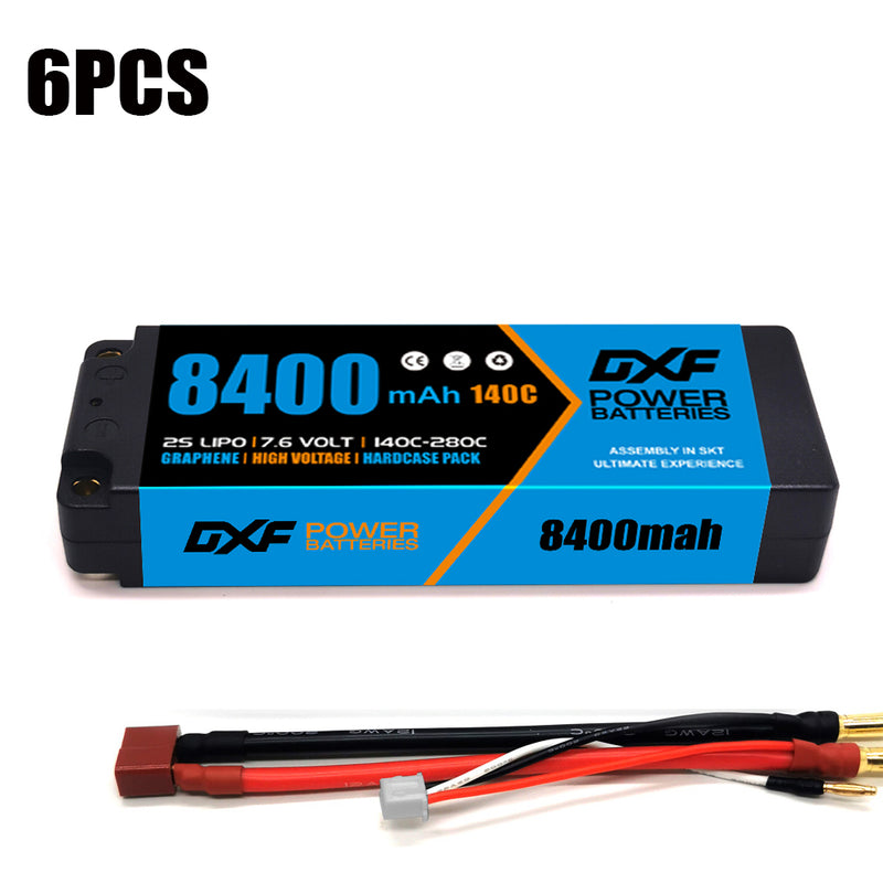 (FR) DXF 2S 7.6V Lipo Battery 140C 8400mAh with 5mm Bullet for RC 1/8 Vehicles Car Truck Tank Truggy Competition Racing Hobby