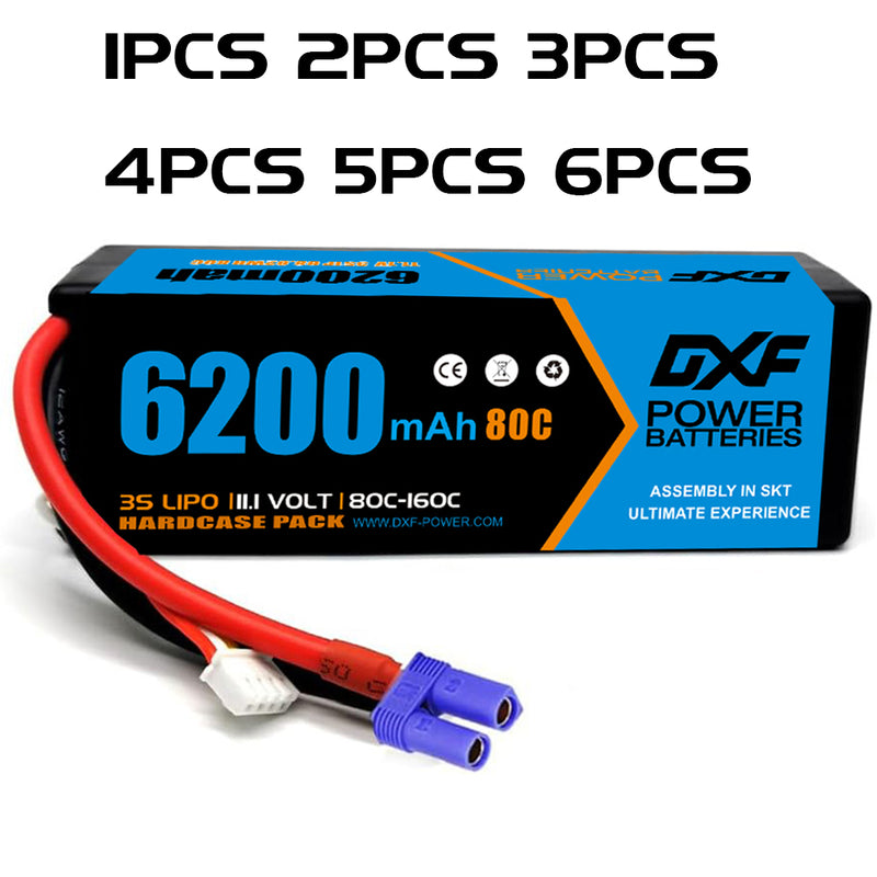 (PL)DXF Lipo Battery 3S 11.1V 6200MAH 80C  lipo Hardcase EC5 Plug for Rc 1/8 1/10 Buggy Truck Car Off-Road Drone