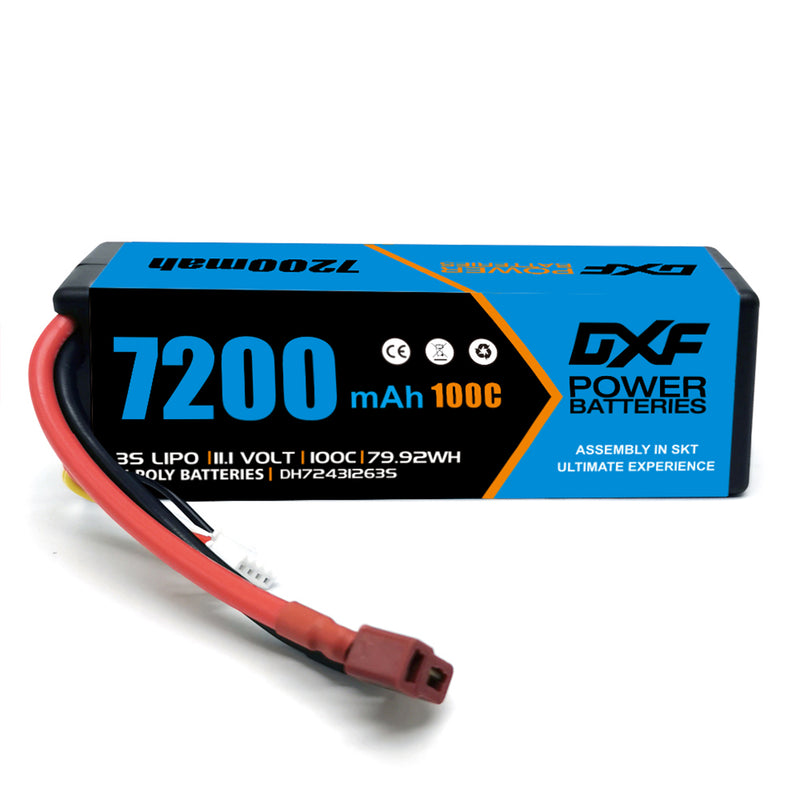 (CA)DXF Lipo Battery 3S 11.1V 7200MAH 100C Blue Series lipo Hardcase with Deans/T Plug for Rc 1/8 1/10 Buggy Truck Car Off-Road Drone