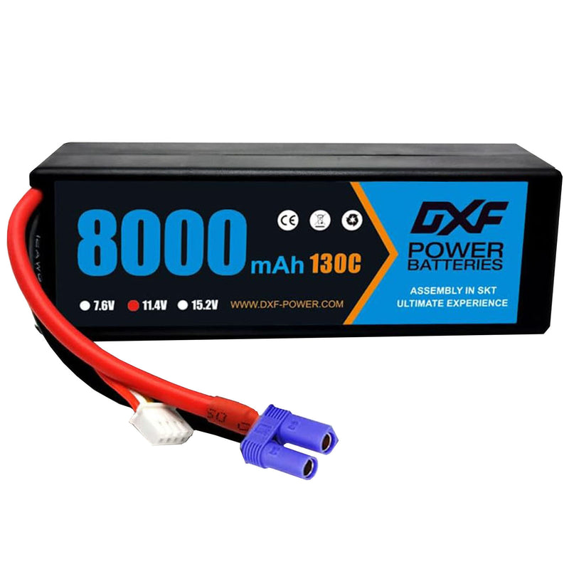(PL)DXF Lipo Battery 3S 11.4V 8000MAH 130C Blue Series Graphene lipo Hardcase with EC5 Plug for Rc 1/8 1/10 Buggy Truck Car Off-Road Drone