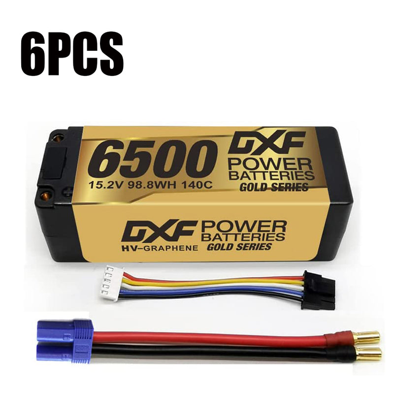 (IT)DXF Lipo Battery 4S 15.2V 6500MAH 140C GoldSeries  LCG 5MM Graphene lipo Hardcase with EC5 and XT90 Plug for Rc 1/8 1/10 Buggy Truck Car Off-Road Drone