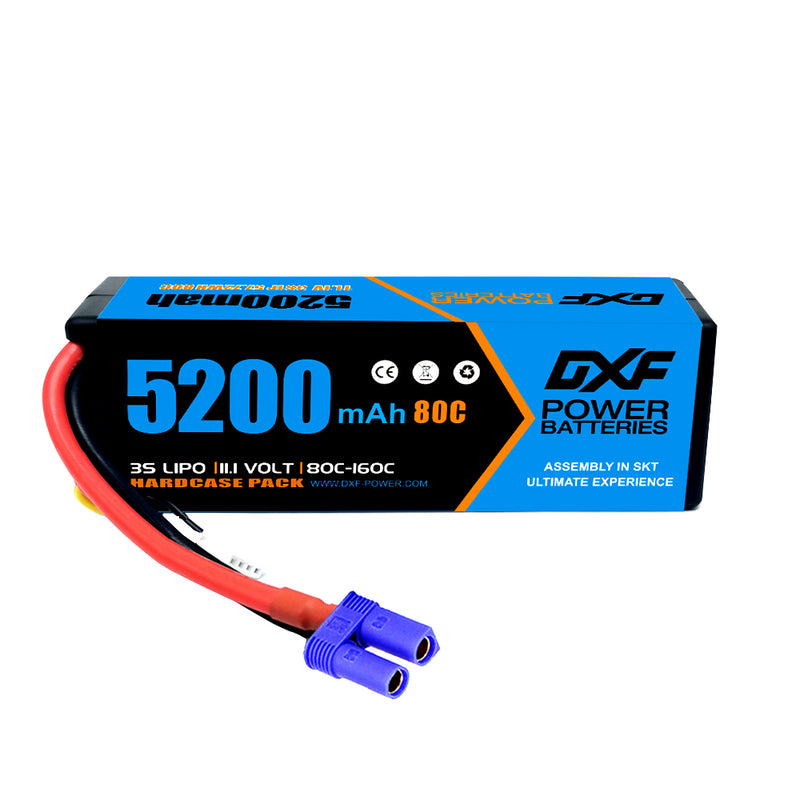 (CA)DXF Lipo Battery 3S 11.1V 5200MAH 80C Blue Series lipo Hardcase with EC5 Plug for Rc 1/8 1/10 Buggy Truck Car Off-Road Drone