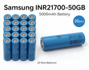 Samsung INR21700-50GB 5000mAh 15A Li-ion Battery for E-Bikes, Flashlights & DIY Battery Packs (1-100 PCS)