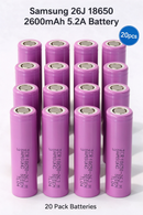 Samsung ICR18650-26J 2600mAh 5.2A Li-ion Battery for Flashlights, Power Banks & DIY Battery Packs (1-100 PCS)