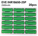 EVE INR18650-25P 2500mAh 20A Li-ion Battery for Power Tools, E-Bikes & DIY Battery Packs (1-100 PCS)