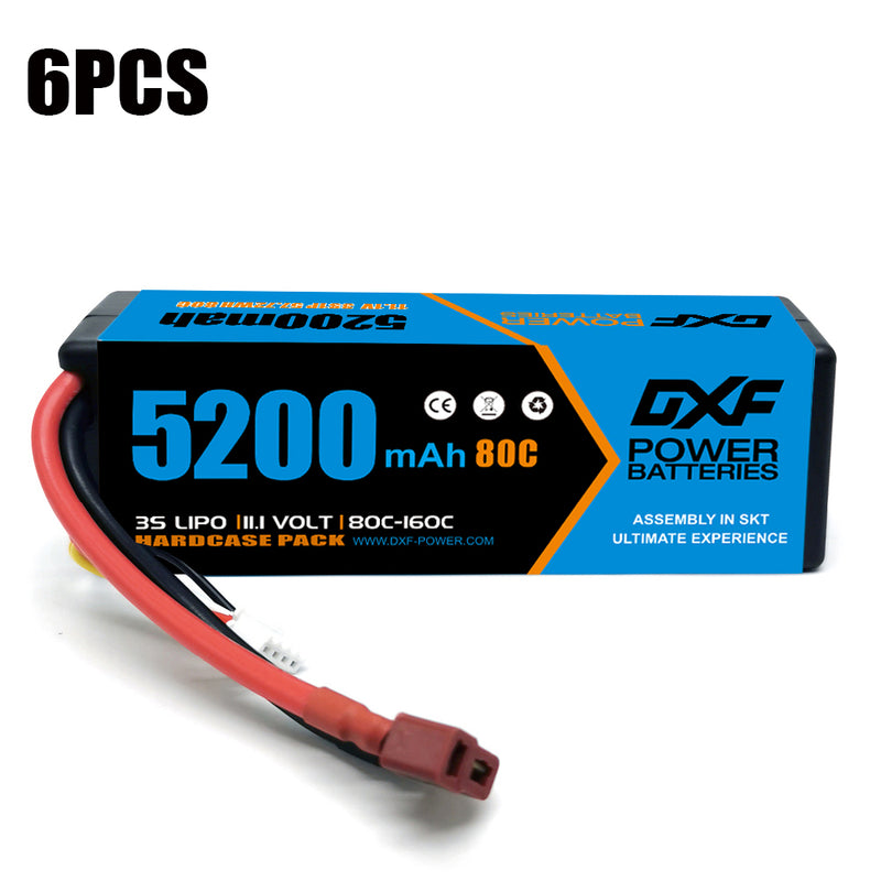 (GE)DXF Lipo Battery 3S 11.1V 5200MAH 80C Blue Series lipo Hardcase with Deans Plug for Rc 1/8 1/10 Buggy Truck Car Off-Road Drone