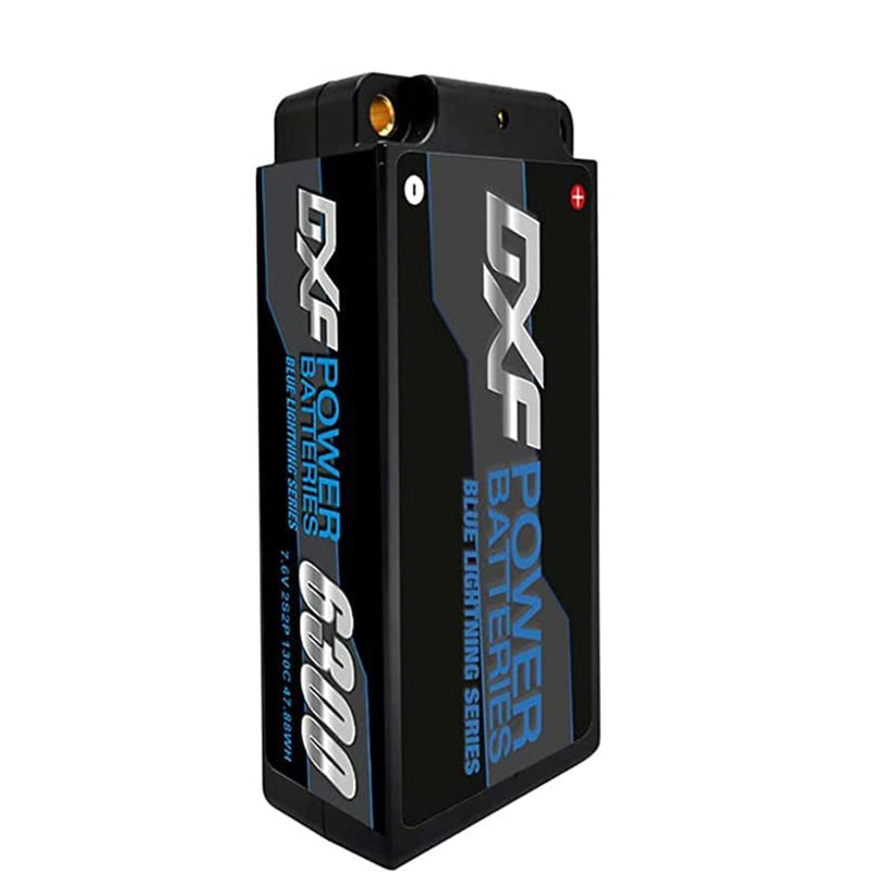 (ES)DXF Lipo Battery 2S 7.6V 6300mAh 130C/260C Shorty 5MM Hardcase Battery Graphene Battery for Rc Truck Drone 1/10 1/8 Scale Traxxas Slash 4x4 RC Car Buggy truggy