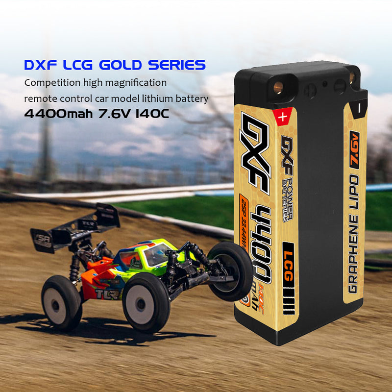 (EU)DXF 2S Shorty Lipo Battery 7.6V 140C 4400mAh 5mm T Plug Hardcase For 1/10 Buggy Truggy Offroad Boat Car Truck RACING Helicopter