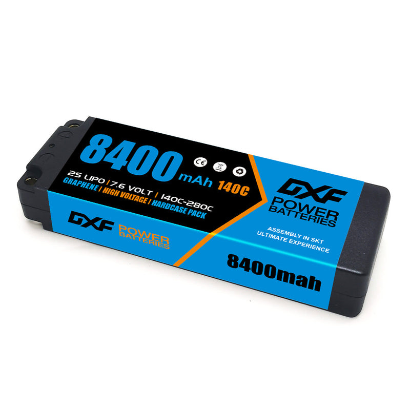 (GE) DXF 2S 7.6V Lipo Battery 140C 8400mAh with 5mm Bullet for RC 1/8 Vehicles Car Truck Tank Truggy Competition Racing Hobby