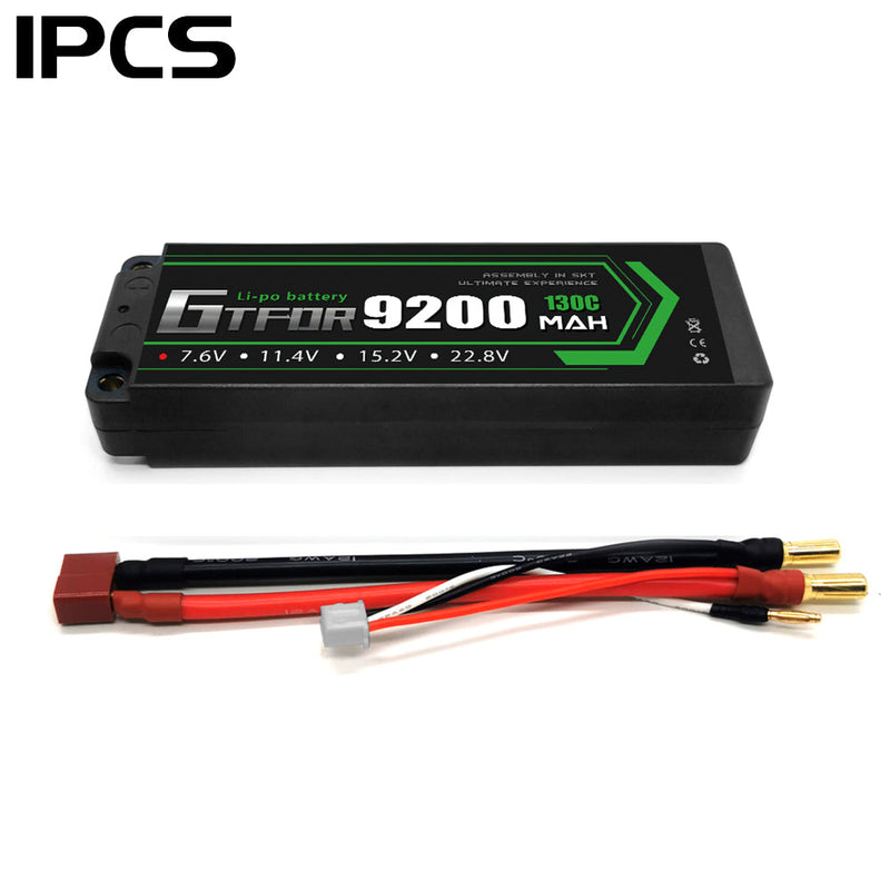 (IT) GTFDR 2S 7.6V Lipo Battery 130C 9200mAh with 5mm Bullet for RC 1/8 Vehicles Car Truck Tank Truggy Competition Racing Hobby