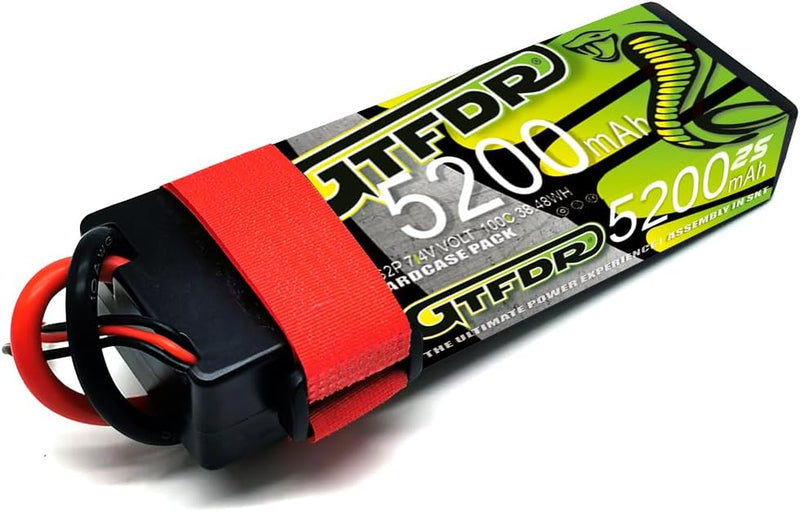 (JP)GTFDR Lipo Battery 2S 7.4V 5200MAH 100C  lipo Hardcase with  DEANS/T Plug for Rc 1/8 1/10 Buggy Truck Car Off-Road Drone