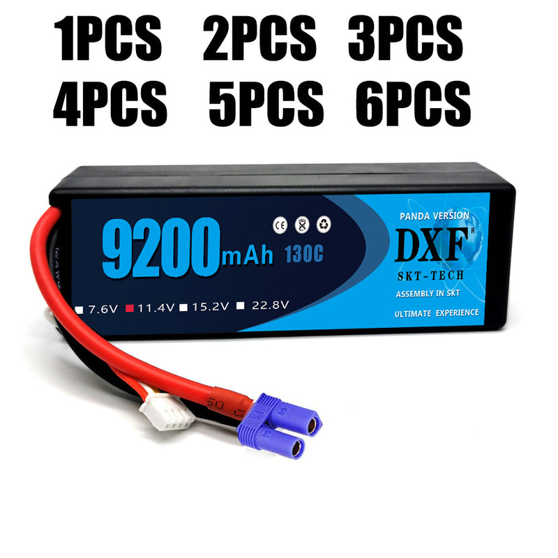 (IT)DXF Lipo Battery 3S 11.4V 9200MAH 130C Blue Series Graphene lipo Hardcase with EC5 Plug for Rc 1/8 1/10 Buggy Truck Car Off-Road Drone