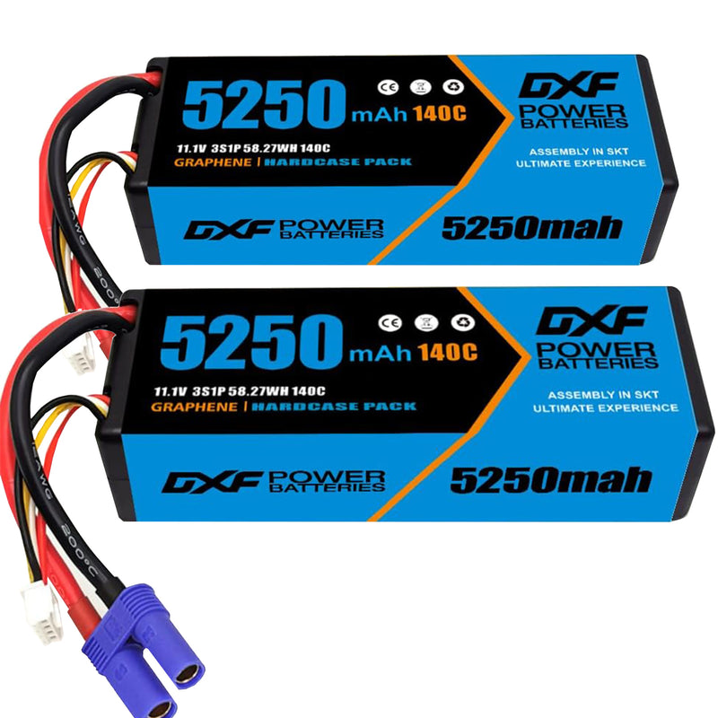 (FR)DXF 3S 5250 mAh 11.1V 140C Batteria Lipo ad Alta Capacità Hardcase con EC5  Spina per 1:8 Scala RC Auto, Multi-Rotore RC Aeroplano, RC Elicottero, RC Barca