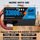 DXF 6S 22.2V 33000mAh 5C Soft Case LiPo Battery with 8AWG Wire for Toy Cars, Boats, UAVs & Drones (1-6 Pack)