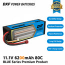DXF 3S 11.1V 6200mAh 80C Graphene Hardcase LiPo Battery with Deans/T-Plug & 10AWG Wire (1-6 Pack)