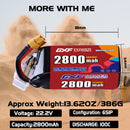 DXF 2800mAh 6S 100C 22.2V Lipo Battery Pack for FPV LiPo Battery