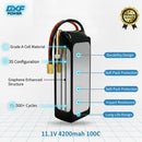 DXF Lipo Battery 3S 11.1V 4200mAh 100C GoldSeries Graphene Softcase with EC5 / T / TRX / XT60 / XT90 / XT150 / Q8s Plug for RC 1/8 1/10 Buggy Truck Car Off-Road Drone