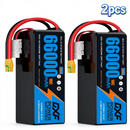 DXF SEMI-SOLID 14S 51.8V 66000mAh 10C Soft Case LiPo Battery with 8AWG Wire for Toy Cars, Boats, UAVs & Drones (1-6 Pack)