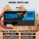 (CN)DXF 6S Lipo Battery 22.2V 100C 12000mAh Soft Case Battery  for Drone UAV FPV Car Truck Tank RC Buggy Truggy Racing Hobby