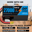 DXF 6S 22.2V 27000mAh 10C Soft Case LiPo Battery with 8AWG Wire for Toy Cars, Boats, UAVs & Drones (1-6 Pack)