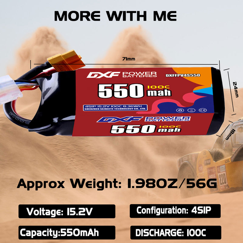 DXF 550mAh 4S 100C 15.2V Lipo Battery Pack for FPV LiPo Battery