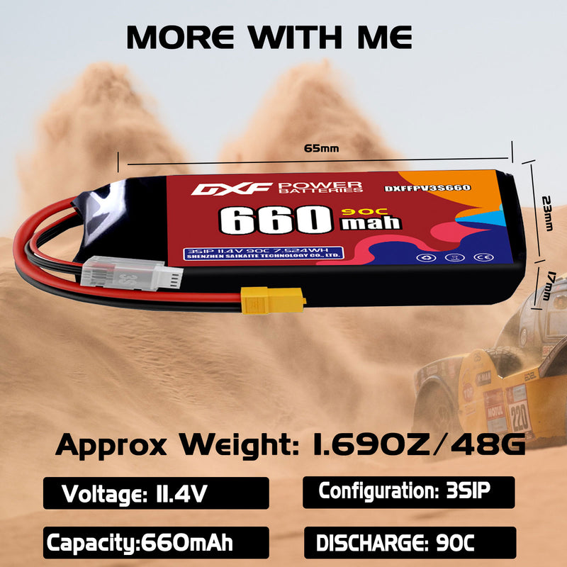DXF 660mAh 3S 90C 11.4V Lipo Battery Pack for FPV LiPo Battery