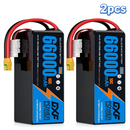 DXF SEMI-SOLID 12S 44.4V 66000mAh 10C Soft Case LiPo Battery with 8AWG Wire for Toy Cars, Boats, UAVs & Drones (1-6 Pack)