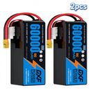 DXF SEMI-SOLID 14S 51.8V 60000mAh 10C Soft Case LiPo Battery with 8AWG Wire for Toy Cars, Boats, UAVs & Drones (1-6 Pack)