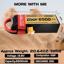 DXF Lipo Battery 4S 14.8V 6500mAh 100C Graphene Softcase with EC5 / T / TRX / XT60 / XT90 / XT150 / Q8s Plug for RC 1/8 1/10 Buggy Truck Car Off-Road Drone