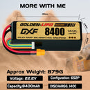 DXF LiPo Battery 6S 22.2V 8400mAh 140C Graphene Softcase with EC5 / T / TRX / XT60 / XT90 / XT150 / Q8s Plug for RC 1/8 1/10 Buggy Truck Car Off-Road Drone