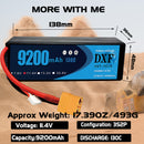 (IT)DXF Lipo Battery 3S 11.4V 9200MAH 130C Blue Series Graphene lipo Hardcase with XT90 Plug for Rc 1/8 1/10 Buggy Truck Car Off-Road Drone