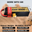 (CN)DXF 6S Lipo Battery 22.2V 150C 9500mAh Soft Case Battery with EC5 XT90 Connector for Car Truck Tank RC Buggy Truggy Racing Hobby