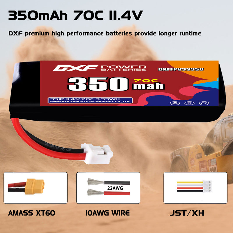 DXF 350mAh 3S 60C 11.4V Lipo Battery Pack for FPV LiPo Battery