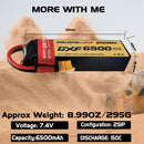 DXF Lipo Battery 2S 7.4V 6500mAh 150C Graphene Softcase with EC5 / T / TRX / XT60 / XT90 / XT150 / Q8s Plug for RC 1/8 1/10 Buggy Truck Car Off-Road Drone