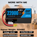 DXF LiPo Battery 12S 44.4V 22000mAh 25C Graphene Softcase Blue with EC5 / T / TRX / XT60 / XT90 / XT150 / Q8s Plug for RC Boat Drone UAV